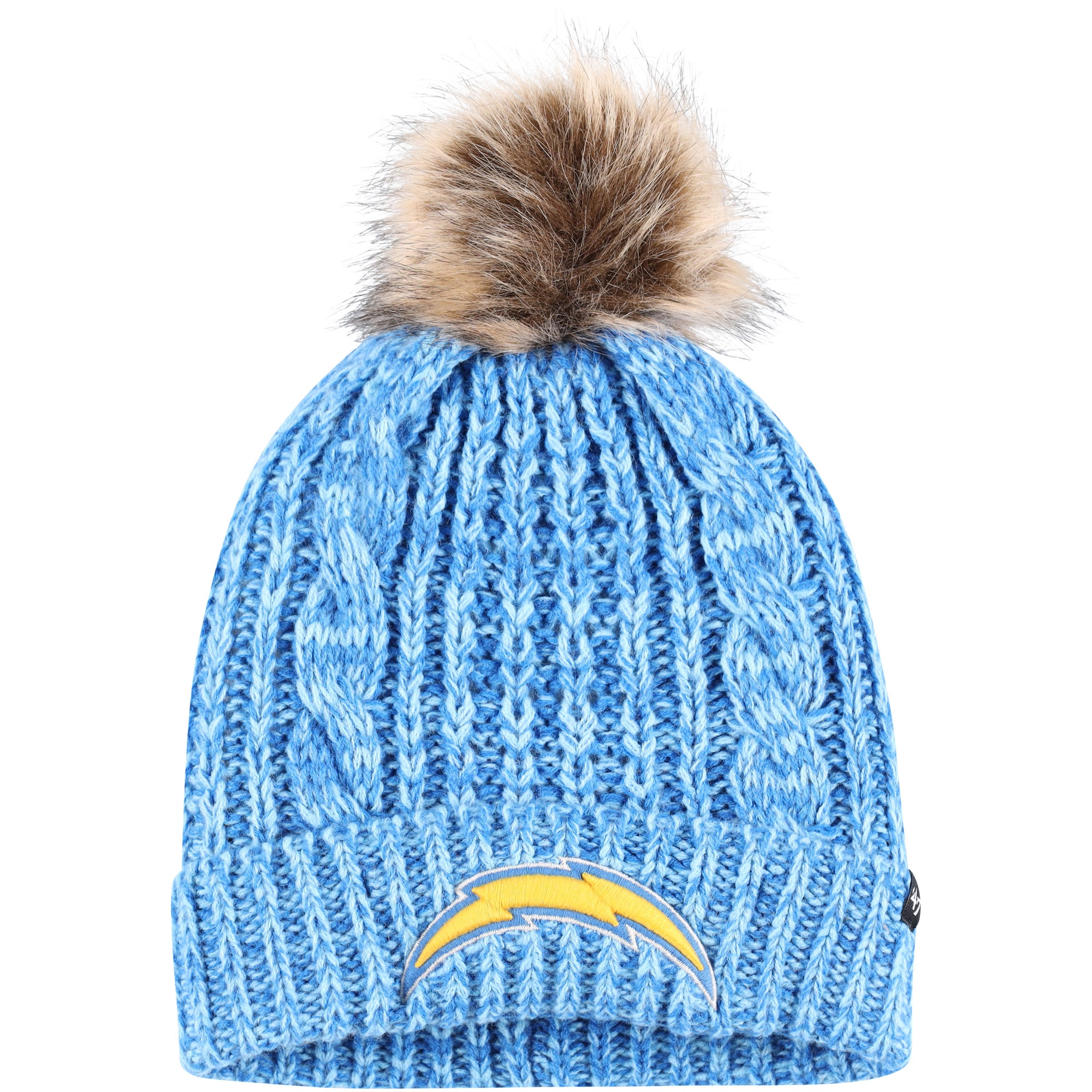 Toddler '47 Powder Blue/Gold Los Angeles Chargers Bam Bam Cuffed Knit Hat  with Pom & Mittens Set
